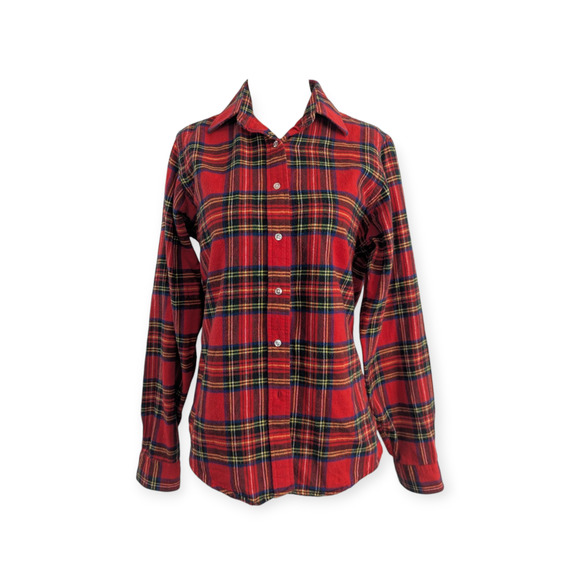90's LL Bean Plaid Flannel Button-down Shirt ~ Women's Medium - Picture 1 of 8